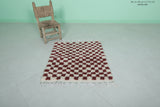 Handmade berber rug 2.7 FT X 3 FT - striped rug