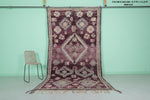 Moroccan Purple Rug with Floral Motifs - 5.7 x 11.2 Feet