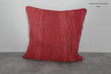 Solid Red Moroccan Pillow | 19.6x20.4 Inches Handwoven Wool