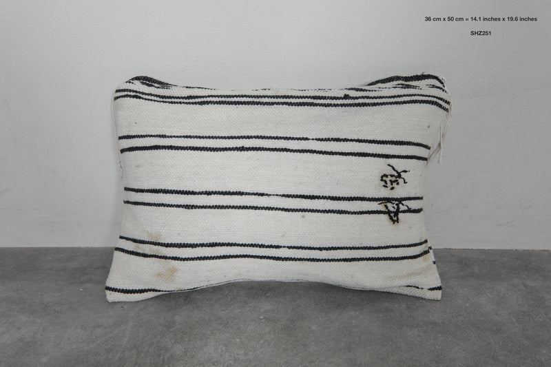 Moroccan Striped Pillow - 14.1 x 19.6 Inches - kilim pillow