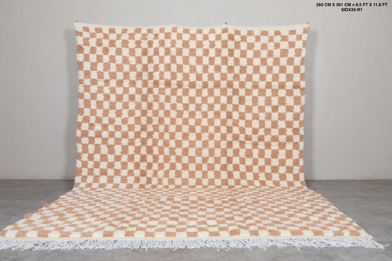 Beni Ourain Moroccan Rug - 8.5 x 11.8 ft | Handwoven Checkered Charm