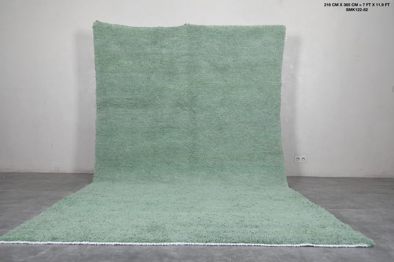 Green Moroccan Rug - 7 x 11.9 Feet | Handwoven Elegance