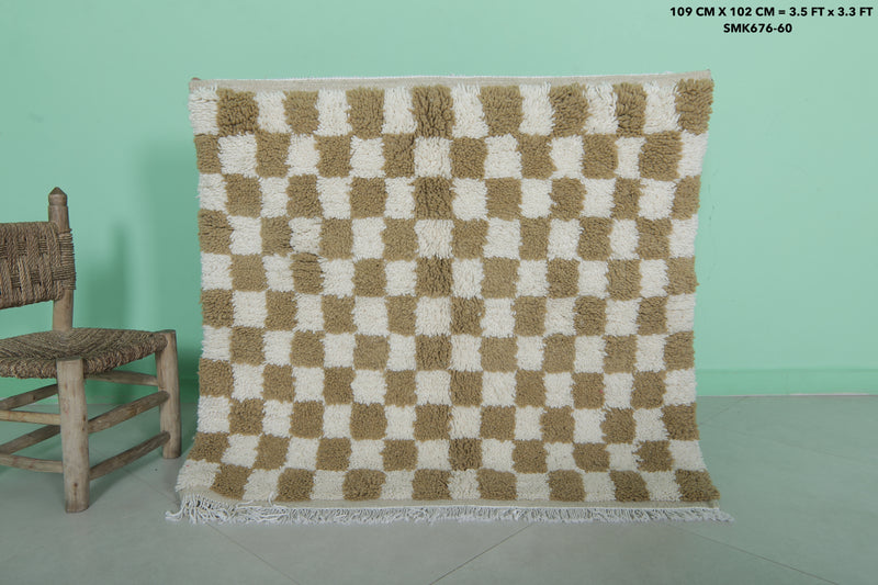 Checkered Beni Ourain Rug - 3.5 x 3.3 Feet