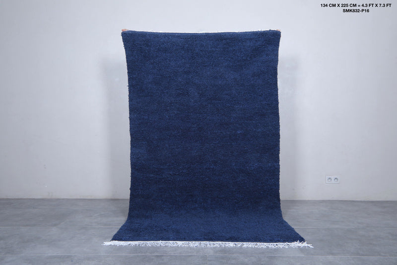 Blue Moroccan Wool Rug - Handmade | 4.3 x 7.3 Feet