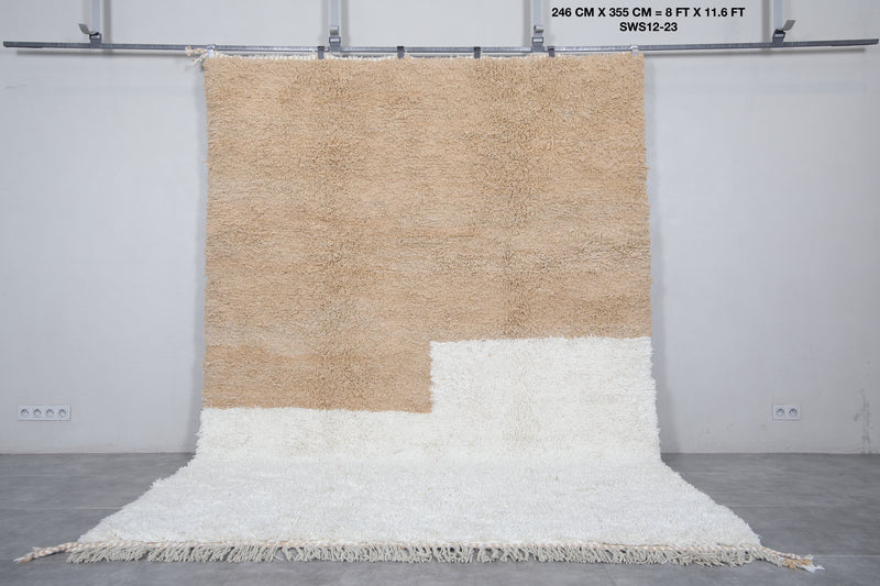 Moroccan Beni Ourain Rug - Handwoven 8 x 11.6 Feet | Two-Tone Wool Design