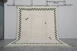 Extra Large Moroccan Rug - 9.6 x 12.1 Feet, Cream with Green Accents | Handwoven Berber Style