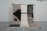 Modern Moroccan Rug - 6 x 7.9 Feet, Black & White Geometric Design | Berber Style