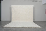 Elegant Moroccan Rug - 8 x 10.7 FT | Handwoven Ivory Wool Rug with Subtle Geometric Design