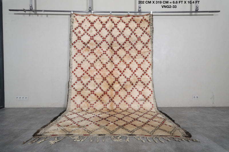 Vintage Moroccan Rug - 6.6 x 10.4 ft | Warm Toned Diamond Pattern