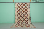 Handwoven Moroccan Rug - 6.1 x 12.1 ft | Beige Diamond Pattern with Black Border