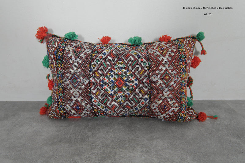 Moroccan Decorative Pillow with Tassels - 15.7 x 25.5 Inches - kilim pillow