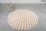 Round Moroccan Wool Rug 6 Feet – Unique Grid Design