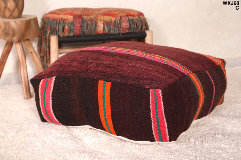 Moroccan Berber Kilim Pouf – Handmade Rug Pouf for Stylish Home Decor