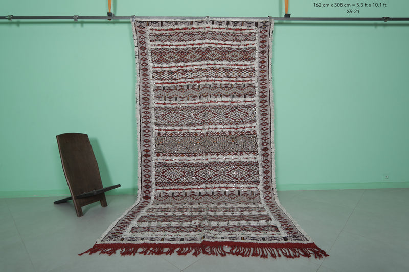 Handwoven Kilim Rug - 5.3 FT × 10.1 FT | Moroccan Elegance