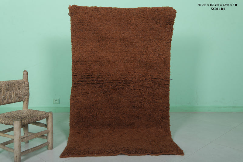 Brown Beni Ourain Rug - Handwoven 2.9 x 5 Feet | Luxurious Wool Design