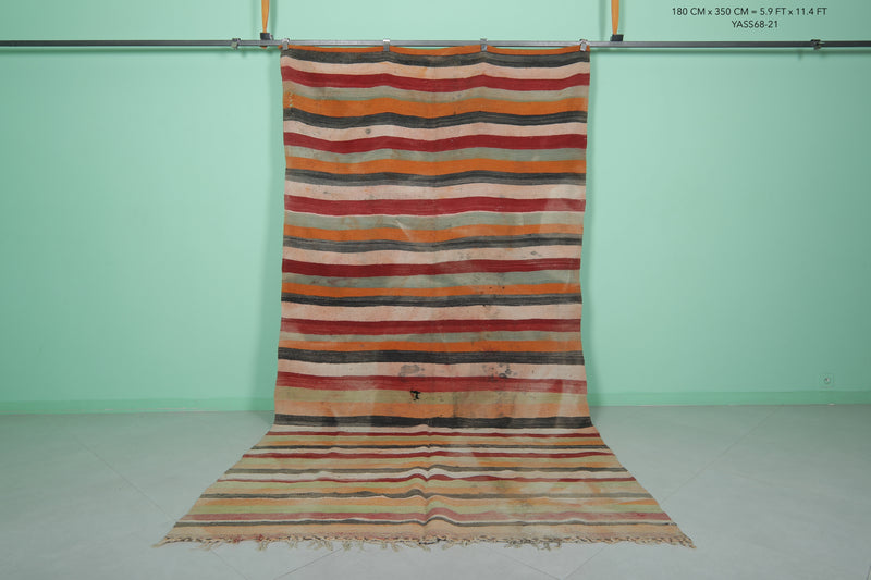 Moroccan Striped Rug - 5.9 x 11.4 ft | Colorful Large Rug