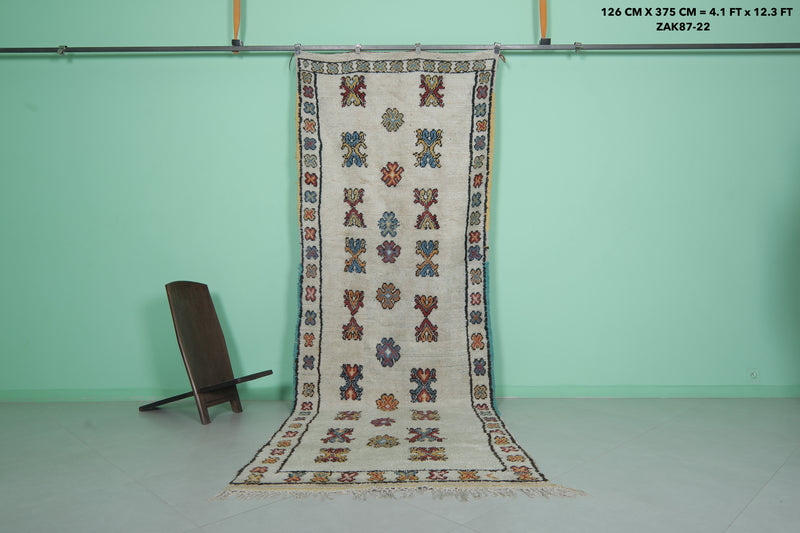 Moroccan Runner Berber Rug 4.1 x 12.3 ft - Handwoven Elegance