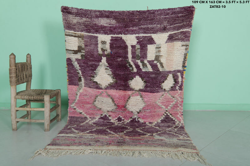 Purple Moroccan Rug - Handwoven Berber Design 3.5 X 5.3 Feet