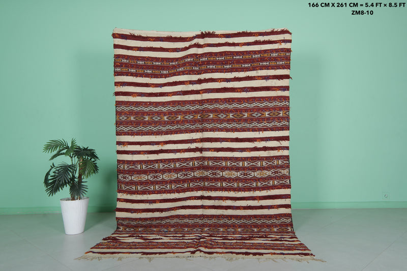 Moroccan Rug Blanket - 5.4 FT × 8.5 FT | Handwoven Berber Art