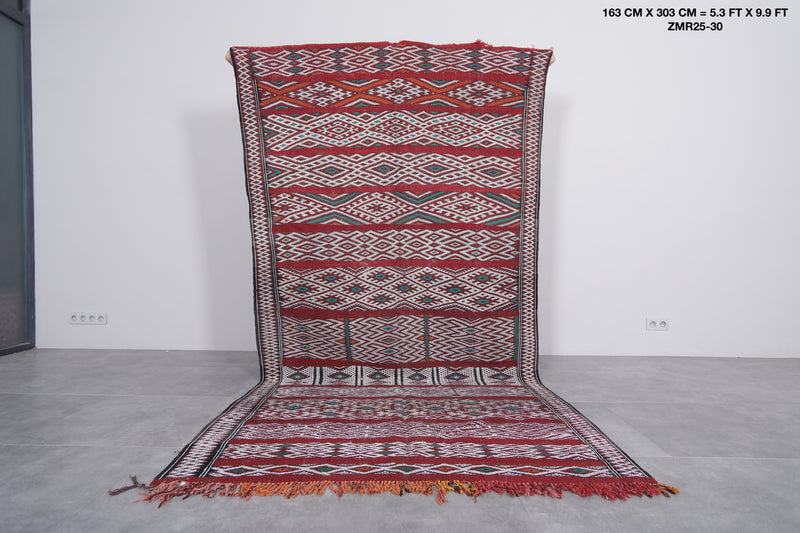 Long Berber Rug - 5.3 FT X 9.9 FT | Handwoven Moroccan Kilim