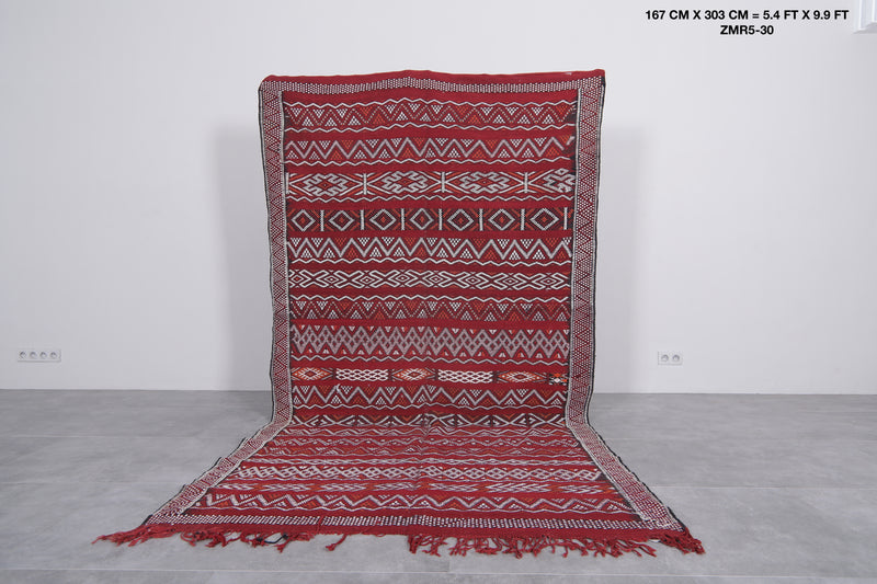 Hand Woven Berber Rug 5.4 FT x 9.9 FT - Rich Geometric Patterns