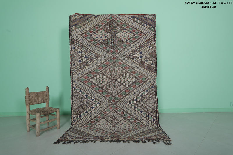 Handwoven Moroccan Rug - Geometric Design 4.5x7.4 ft