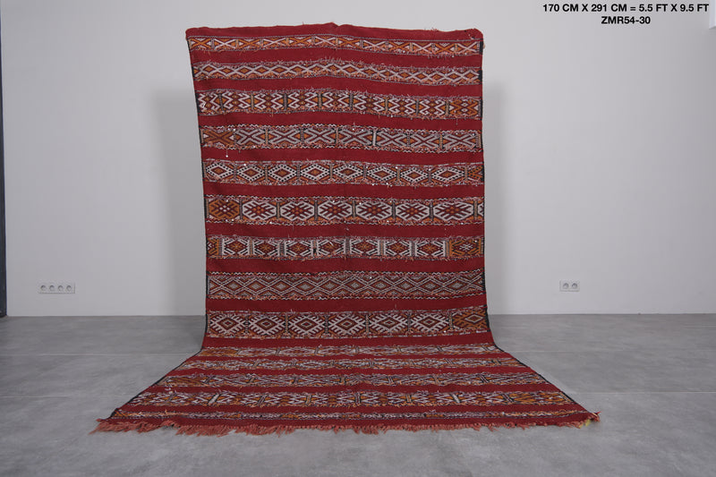 Handwoven Moroccan Rug - Red Berber Design | 5.5x9.5 ft