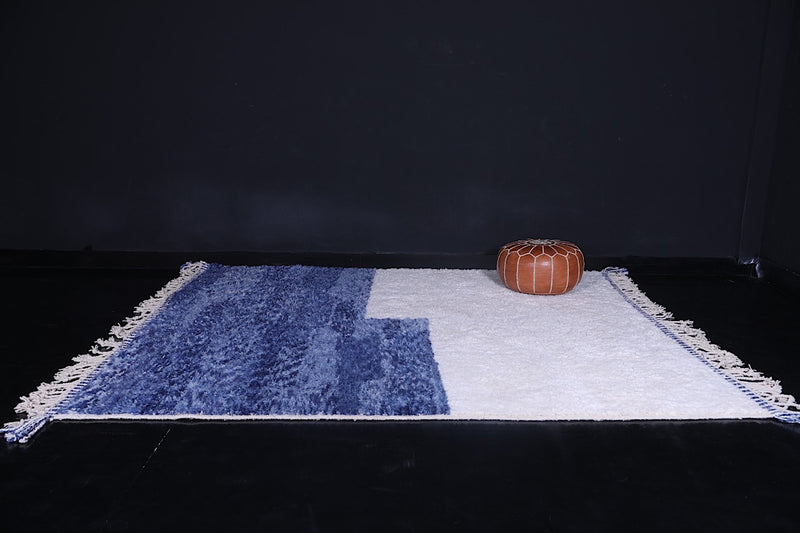 Beni ourain Blue and White Moroccan Rug - Custom Berber Rug