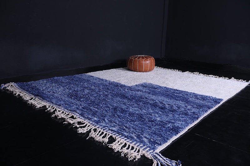 Beni ourain Blue and White Moroccan Rug - Custom Berber Rug