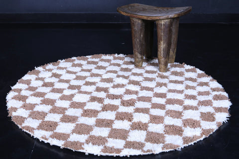 Checkered moroccan rug - handmade round rug