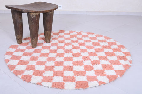 Checkered moroccan rug - handmade round rug