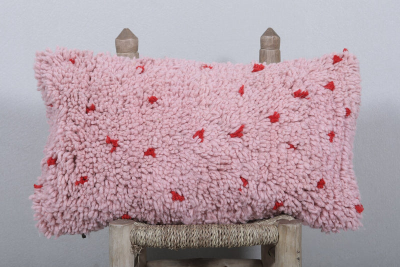 Moroccan Handmade Pink Pillow - 12.5 x 23.6 Inches - kilim pillow