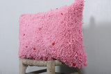 Moroccan Handmade Pink Pillow - 13.7 x 22.4 Inches