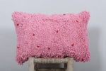 Moroccan Handmade Pink Pillow - 13.7 x 22.4 Inches