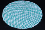 Round green rug - handmade checkers rug