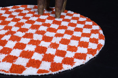 Checkered round rug - moroccan orange rug