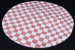 Pink checkered rug - checkers handmade round rug