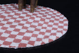 Pink checkered rug - checkers handmade round rug