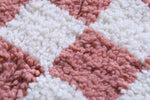 Pink checkered rug - checkers handmade round rug