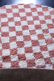 Pink checkered rug - checkers handmade round rug