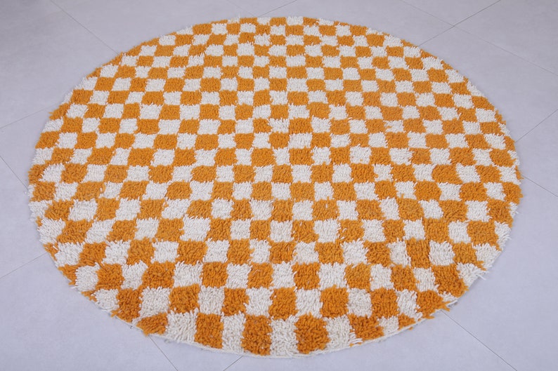 Round checkered rug - checkered yellow rug