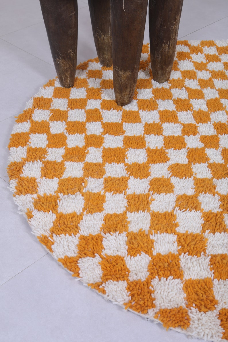 Round checkered rug - checkered yellow rug