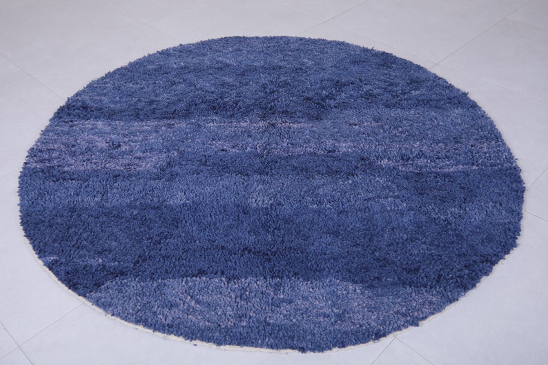 Handmade blue morocco rug - custom round rug