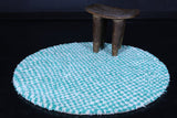 Round green rug - handmade checkers rug