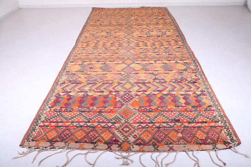 Vintage handmade moroccan berber hassira 6.2 FT X 13.9 FT