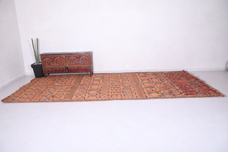 Vintage handmade moroccan berber hassira 6.2 FT X 13.9 FT