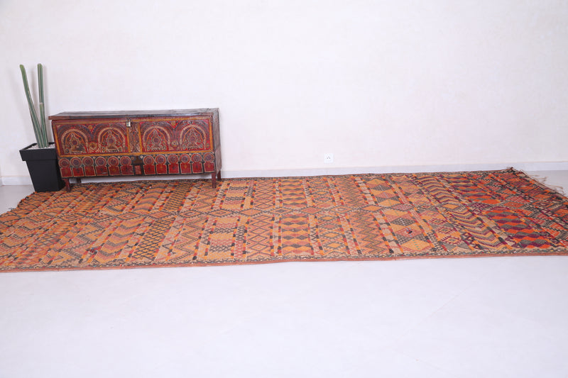 Vintage handmade moroccan berber hassira 6.2 FT X 13.9 FT