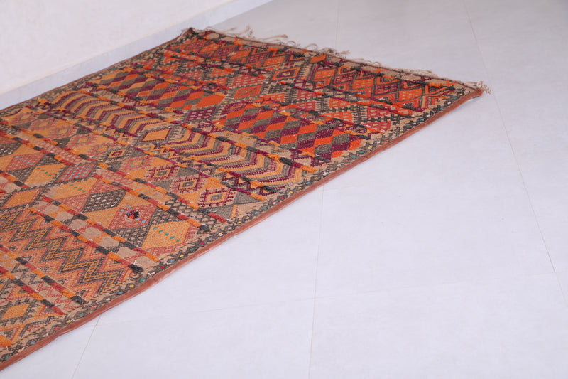 Vintage handmade moroccan berber hassira 6.2 FT X 13.9 FT