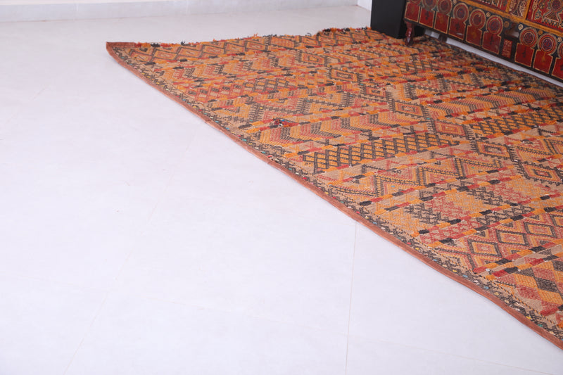 Vintage handmade moroccan berber hassira 6.2 FT X 13.9 FT