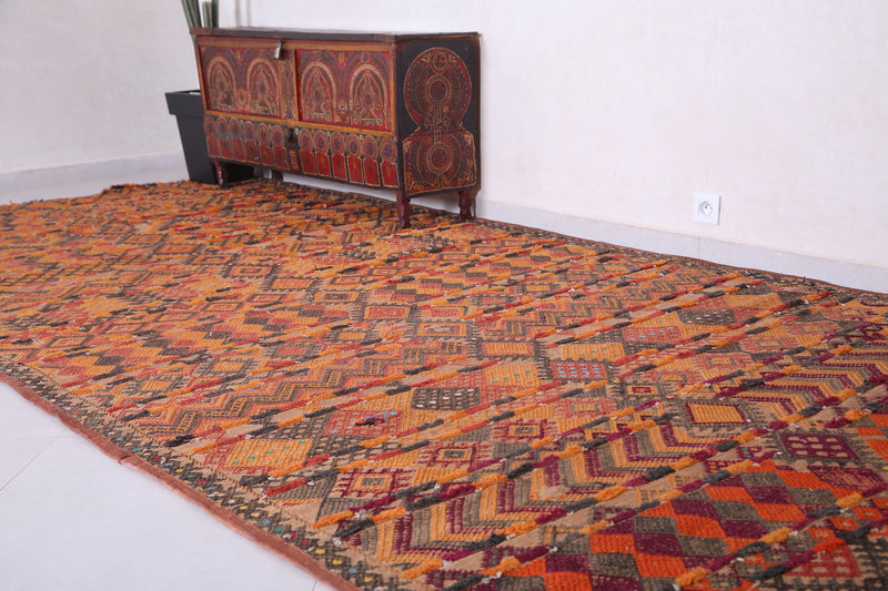 Vintage handmade moroccan berber hassira 6.2 FT X 13.9 FT